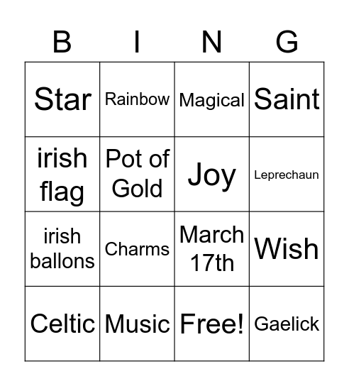 St.Patrick's Day! Bingo Card
