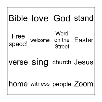 BIG CHURCH BINGO (If you win, don't yell it out! Turn in to Ms. Valerie for a prize.) Bingo Card