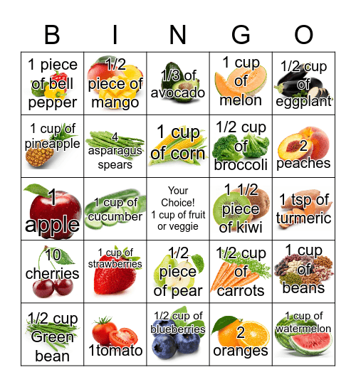 Fresh and Healthy Bingo Card
