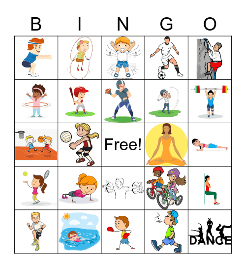 Physical Activity Bingo Card