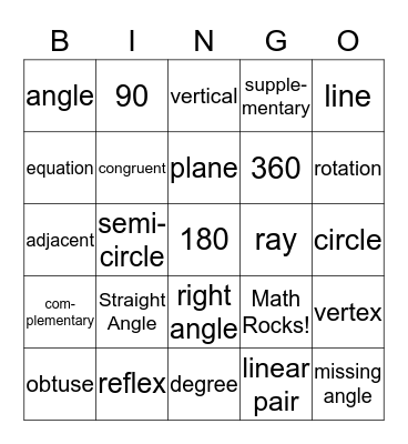 Intro to Geometry Bingo Card