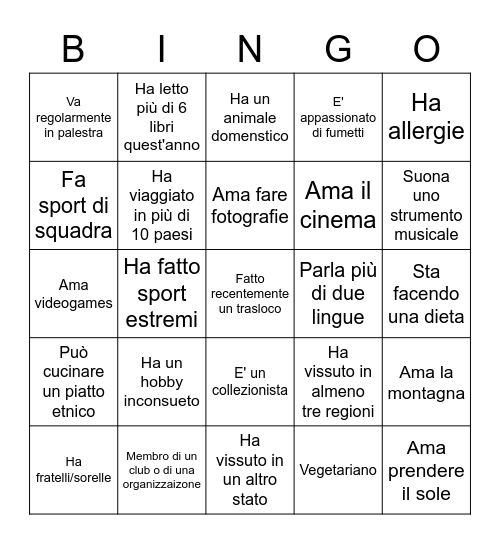 Bingo D&I game Bingo Card