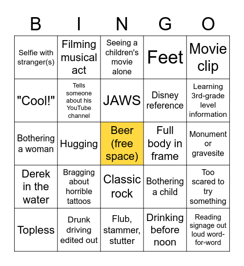 Boston Josh Bingo Card