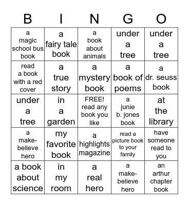 Crosby Public Library Summer Reading Bingo Card