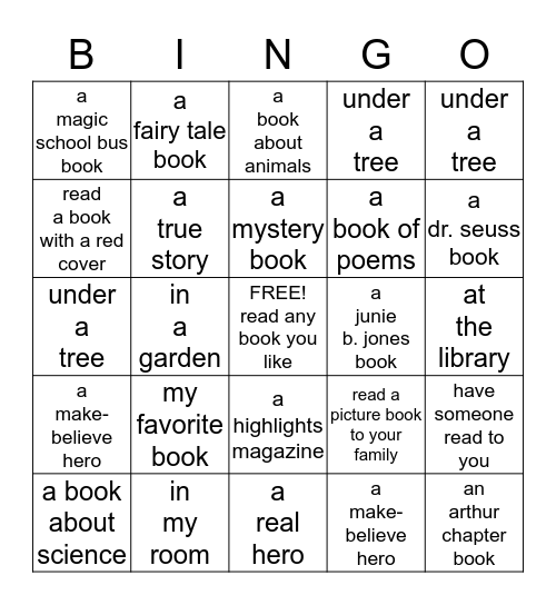 Crosby Public Library Summer Reading Bingo Card