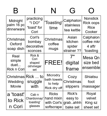 CORI'S WISH LIST Bingo Card