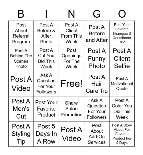 Social Media Bingo Card