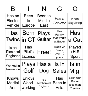 Bauer Bingo Card