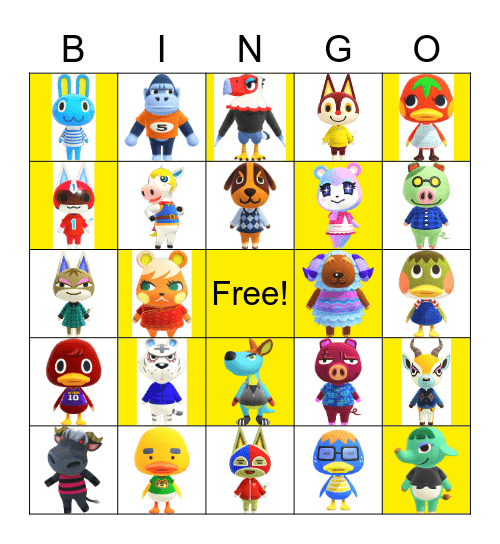 Animal Crossing Bingo Card