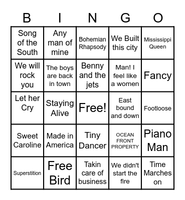MUSIC BINGO Card