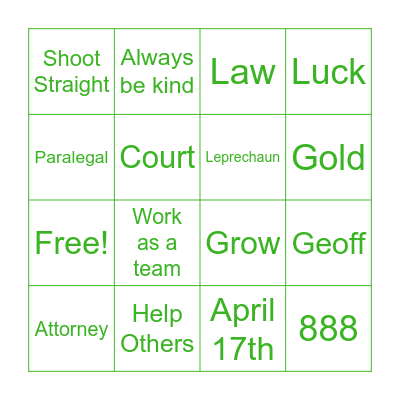 St. Patty's Day at GMA Bingo Card