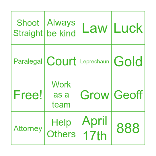 St. Patty's Day at GMA Bingo Card
