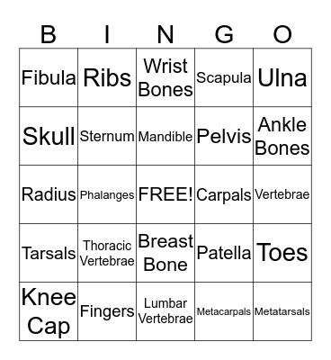 Bones Bingo Card