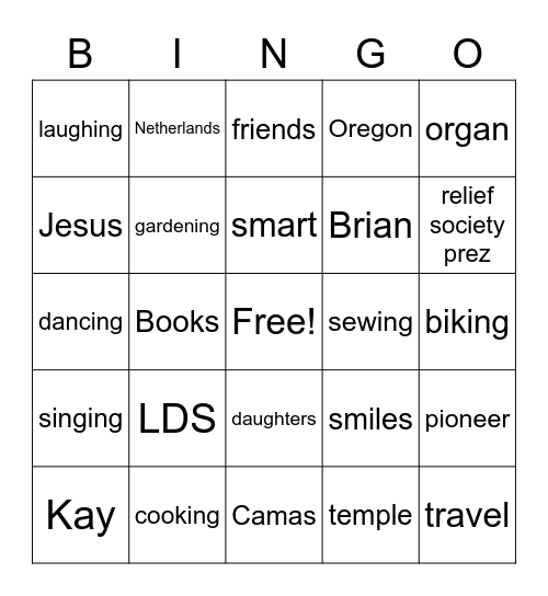 The Amazing Kay Card Bingo Card