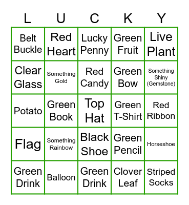 Team Fun Event - Saint Patrick's Day Bingo Card