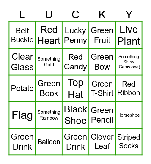 Team Fun Event - Saint Patrick's Day Bingo Card