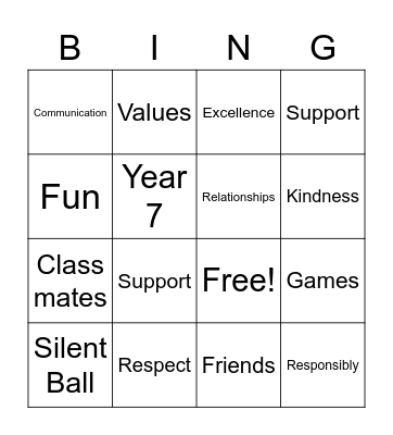 Peer Support Bingo Card