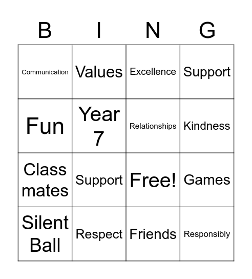 Peer Support Bingo Card