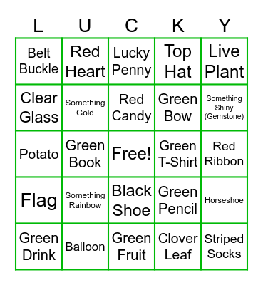 Team Fun Event - Saint Patrick's Day Bingo Card