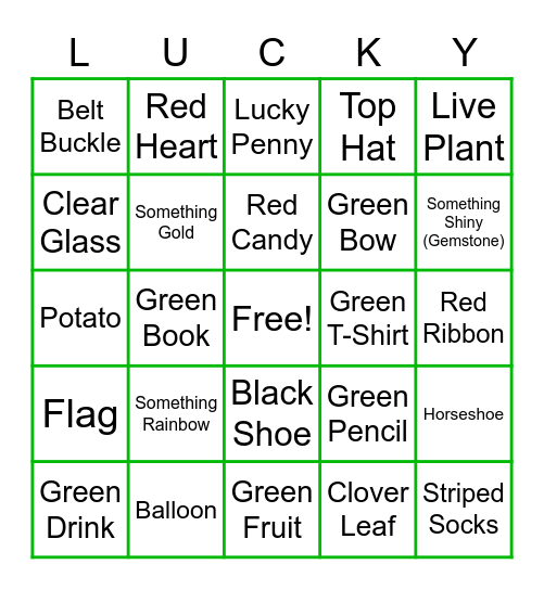 Team Fun Event - Saint Patrick's Day Bingo Card