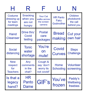 Lockdown Vocab Bingo Card