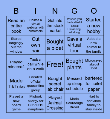 COVID 19 Bingo Card