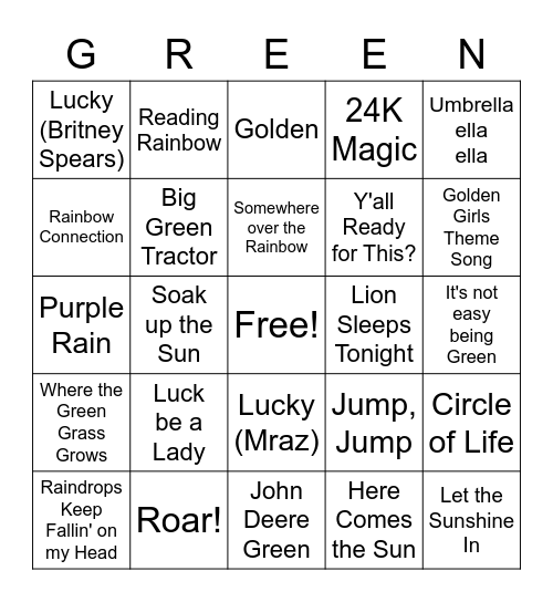 March Song BINGO! Bingo Card