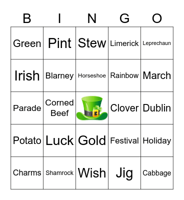 St. Patrick's Day Bingo Card