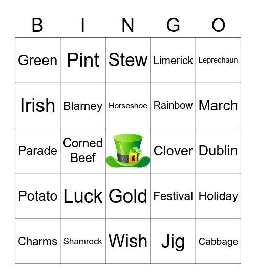 St. Patrick's Day Bingo Card