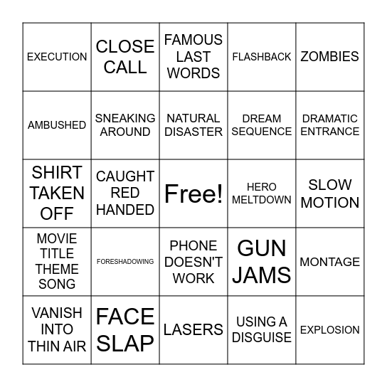 Virtual BingoFlix: Night of the Comet (1984, PG-13) Bingo Card