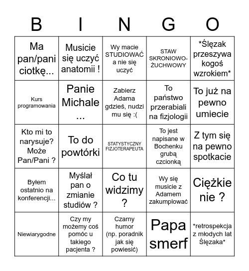 Klawe Ślęzak Bingo Card