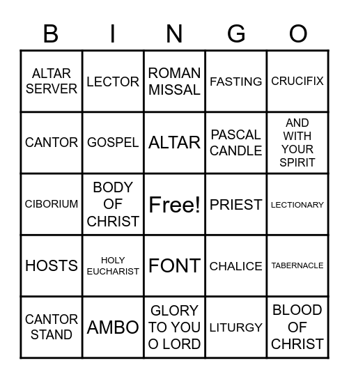 MASS VOCAB BINGO Card