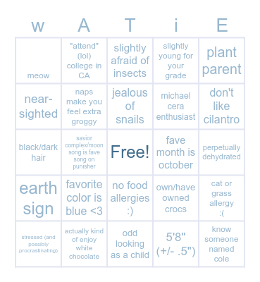 are you me? Bingo Card