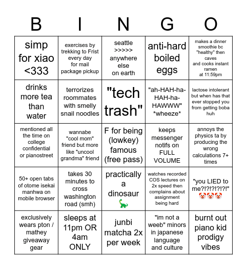 annie's birthday bingo sheet Bingo Card
