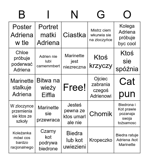 Miraculus bingo Card