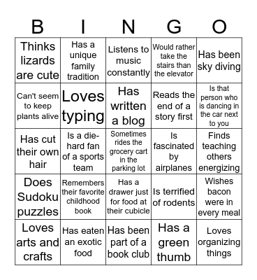 Someone Who... Bingo Card