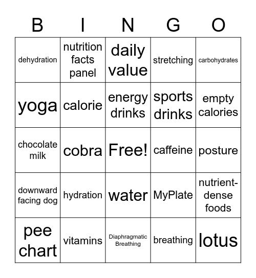 Virtual PE BINGO Card