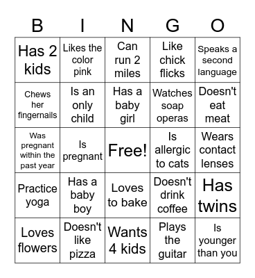 FIND SOMEONE WHO Bingo Card
