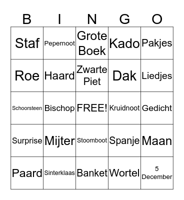 Sinterklaas Bingo Card