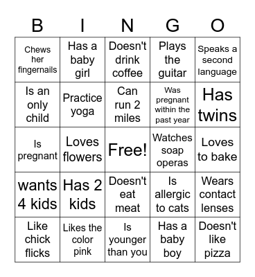 FIND SOMEONE WHO.... Bingo Card