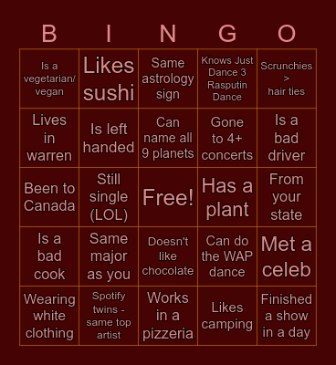 Someone who... Bingo Card
