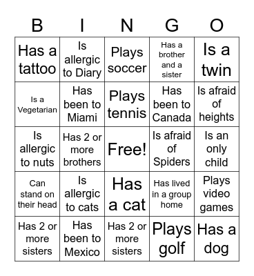 FIND SOMEONE WHO... Bingo Card