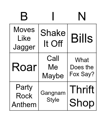 Kids Bop Greatest Hits Bingo Card