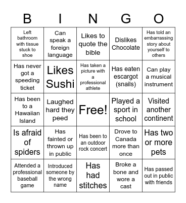 FIND SOMEONE WHO... Bingo Card