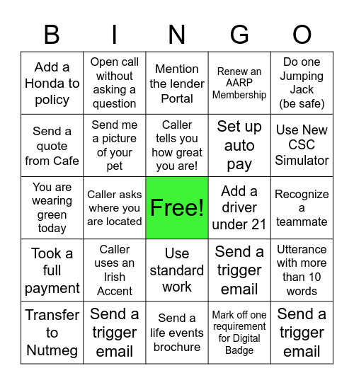 St. Patrick's Day Bingo (PL Service Style) Bingo Card