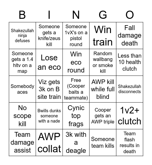 Triumph Bingo Card