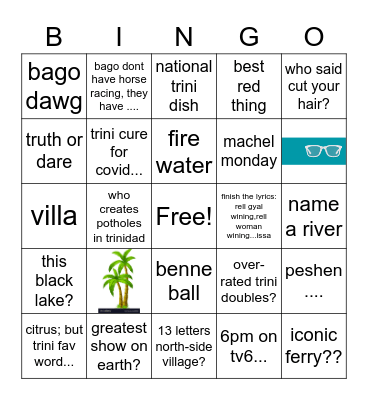 Trini Quarantine Bingo Card