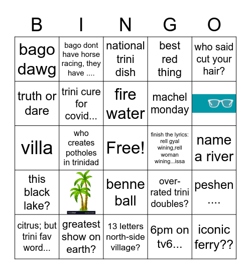 Trini Quarantine Bingo Card