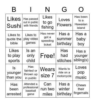 FIND SOMEONE WHO... Bingo Card