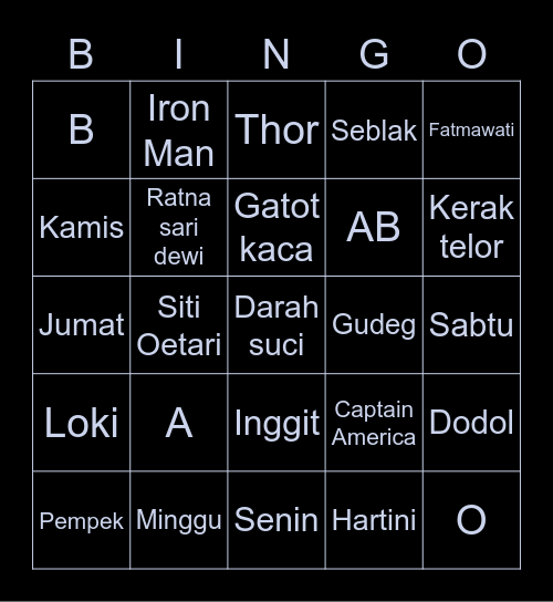Minah Bingo Card